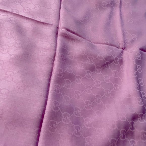 GUCCI GG Guccissima Rose Pink Wool Silk Blend Wrap Monogram Shawl Scarf - Picture 7 of 13